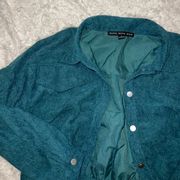 Hyfve Green / Blue Cropped Ribbed Shacket / Shirt / Jacket size Large