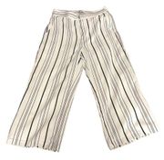 Lucy Paris Pinstripe White/Navy Cropped Dress Pants Size Medium