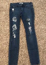 Bullhead Black distressed blue denim legging skinny jeans