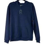 Karen Scott Sport Large Fleece Hooded Sweatshirt Hoodie Long Sleeve Navy Blue