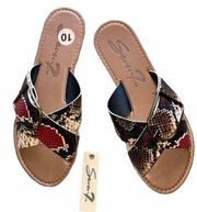 NWT Seven7 Jonah Slide Sandals Buckle Snake Print