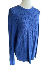 Nautica Cable knit Crewneck Sweater Royal Blue Large