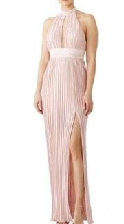 TJD The Jetset Dairies Women's Pink Blush Pleated Skirt Halter Gown Size L