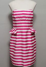 Lilly Pulitzer Maybell Pink/White Short Barbiecore Stripe Strapless Dress Size 8