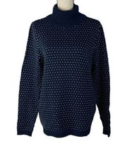 Karen Scott Medium Tight Knit Sweater Turtleneck Long Sleeve Stretch Navy Blue