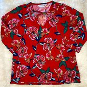 Allison Taylor Multiplied Red Floral Blouse