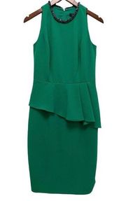 Carmen Marc Valvo Collection Emerald Green Ruffled Crepe Dress Size 4. NEW