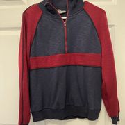 Blue and red quarter zip pullover