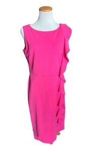 NWT Womens En Focus EnFocus Studio Pink Sleeveless Ruffle Waterfall Dress - 12