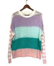 Main Strip | Colorblock Pastel Striped Oversized Loose Knit Sweater | Small