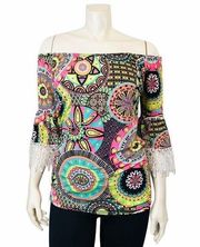 Multicolor Fun Small Medium Off Shoulder Top