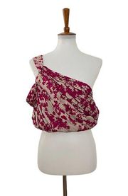 Ramy Brook Womens One Shoulder Silk Floral Crop Top Pink M Medium