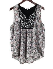 Black Rainn sleeveless Hi-low  colorful top