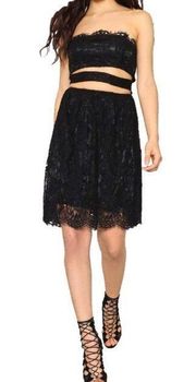 JCL Eyelash Lace Cutout Bandeau Dress