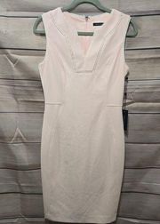 Pink V-Neck Sleeveless Knee-Length Women's Sheath Dress Size 6