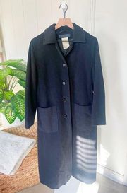 Vintage Harve Benard Cashmere Long Black Peacoat Size 8 Minimalist Neutral