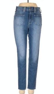 HOLLISTER Crop High Rise Jeans Frayed Raw Hem Cropped High Waisted Denim 7 / W28