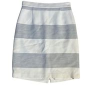 J. McLaughlin Women's Skirt Sz 4 Viscose Blend Striped White Gray Tailored