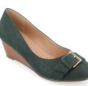 Journee Dark Green Wedge. Size 7.5. Worn Once. Pre-loved in Excellent Condition.