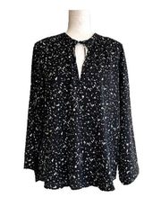 Bishop + Young Blouse Black White Speckled Wide Sleeve Tunic Top Size XS NEW