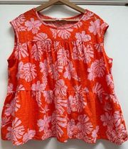 Style and co orange tiered cotton peasant blouse sleeveless size 2X