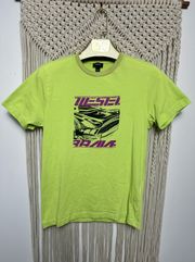 T-DIEGOS-K33 lime green short sleeve graphic shirt unisex size Small