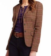 Chaps Houndstooth Wool Three Button Blazer Jacket