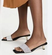 NIB Good American Slide Sandal Mules With Heels Black Diamond Size 6.5