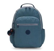 Teal Blue Solid Relaxed Backpack with Keychain