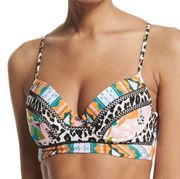 🆕 NWT Nanette Lepore Bikini Top Swimsuit Leopard Cheetah Animal Print Floral M