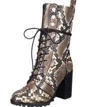 Dolce Vita Boots NWT Animal Print Heeled Lug Sole Lace Up Mid Calf Moto/Combat 8