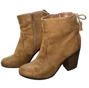 Parker & Sky Cognac Brown Faux Suede Ankle Boots Heel 3.5” Size 8.5