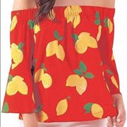 Mud Pie Izzy Red Lemon Off the Shoulder Top