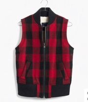 Madewell Buffalo Check Shearling Lined Vest Size XS.