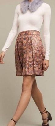 Maeve Anthropologie skirt Rosia‎ gold shimmer print xs lined floral