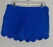 Lilly Pulitzer Blue Textured Scallop Hem Side Zip Shorts