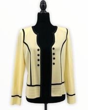 Ming Wang Yellow Contrast Button Knit Blazer