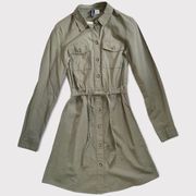 Divided Army Green Button Dress