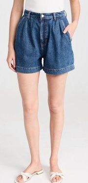 Reformation Women’s Francis High Rise Pleated Denim Shorts