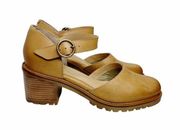 Seychelles Lock and Key Mary Jane Chunky Heel Tan Leather 8.5