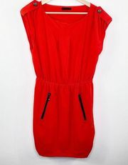 Xtaren Red Orange Sleeveless Elastic Waist Mini Dress Women's Size Large L