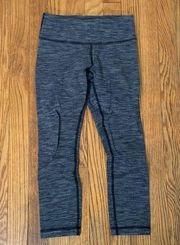 Lululemon Wunder Under Crop II Diamond Jacquard Space Dye Black Slate size 2