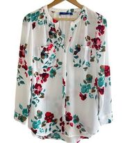 APT 9 Floral Long-Sleeve Chiffon Blouse