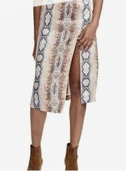 maje Skirt 38 Juphona Asymmetric Grosgrain Trimmed Snake Print Viscose‎ Satin