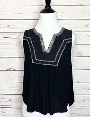 Stitch Fix Papermoon Black Embroidered Boho Tank Top Petite Size XSP