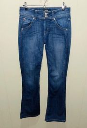 Hudson Women Sz 29 Dark Wash SignatureMid Rise Flap Pocket Bootcut Denim Jeans