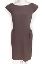 Taupe Gray Size 4 Sheath Dress  Pockets