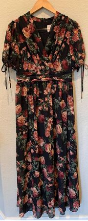 GAL MEETS GLAM COLLECTION Ashlynn Floral Print Chiffon Maxi Dress (US/6P)