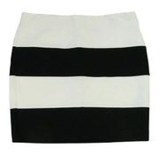 Lily White | Black and White Wide Striped Mini Body-con Skirt | Medium