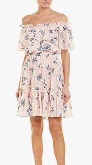 Shoshanna Lora Floral Off Shoulder Ruffle Dress Blush/Multi